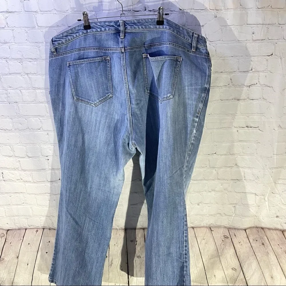 Old Navy Womens The Flirt Blue Regular Fit Stretch Bootcut Denim Jeans Size 24